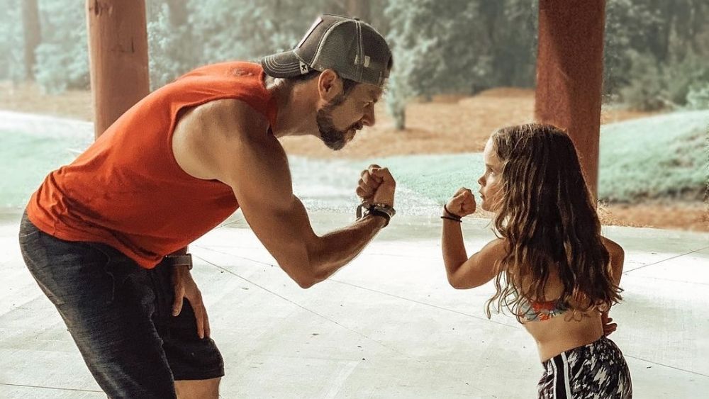 Parents workout with kids